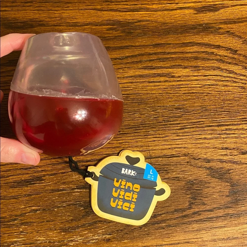 Bark Vino Vidi Vici Dog Toy Red & Clear Large